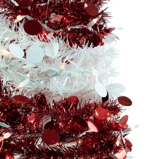 6ft. Pre-Lit Candy Cane Pop-Up Artificial Christmas Tree, Clear Lights